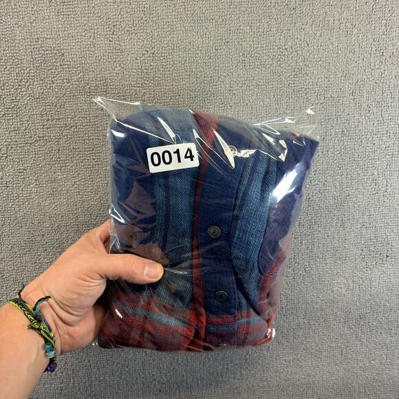 Free People Womens Flannel Blue XS/TP Plaid Oversized Long Sleeve Cat Eye Button - Picture 8 of 8